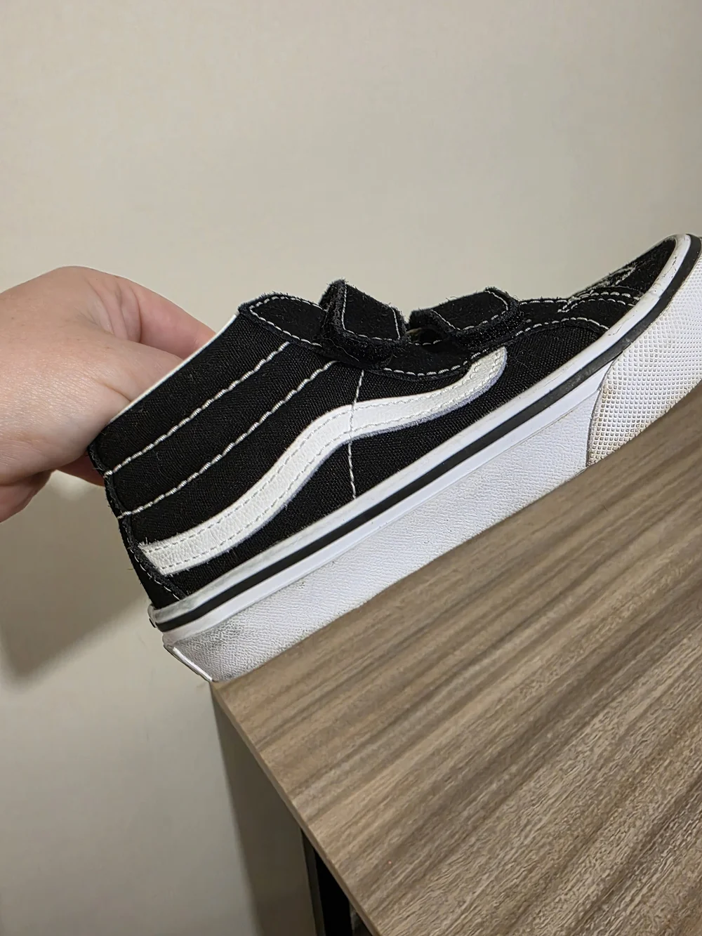Vans Sz 13 Kids Black Velcro Skate Shoes